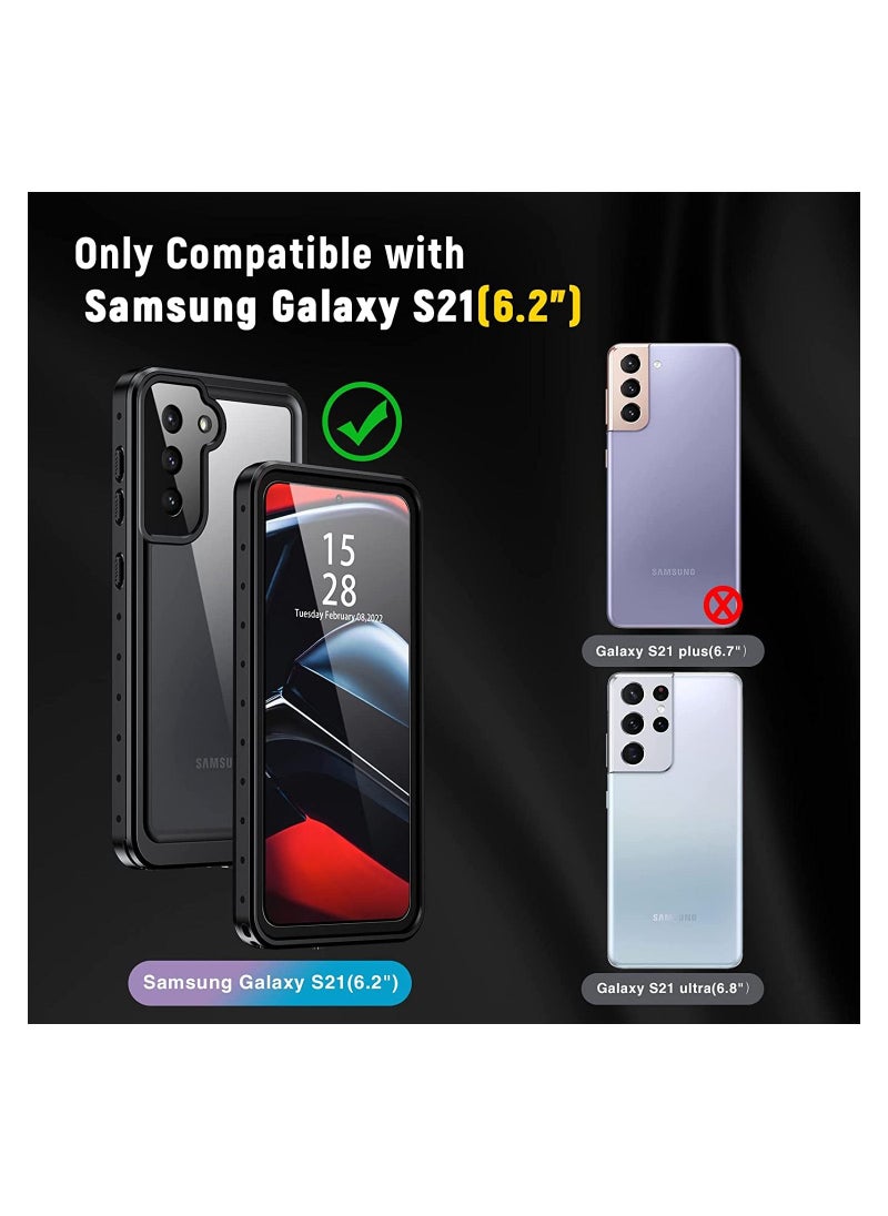 Generic - Samsung Galaxy S21 Case Waterproof,S21 5G Case with Built in Screen Protector,Dustproof Shockproof Full Body Underwater Protective Case for Galaxy S21 6.2’’ Black - Image 1