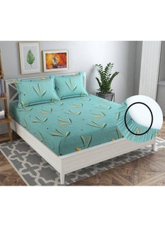 BSB HOME BSB HOME Premium Cotton Feel Elastic Fitted Bedsheets with 2 King Size Pillow Covers | Double Bed with All Around Elastic 180 TC Supersoft | Size - 72 x 78 + 10 inches | Mint Green  - Image 1