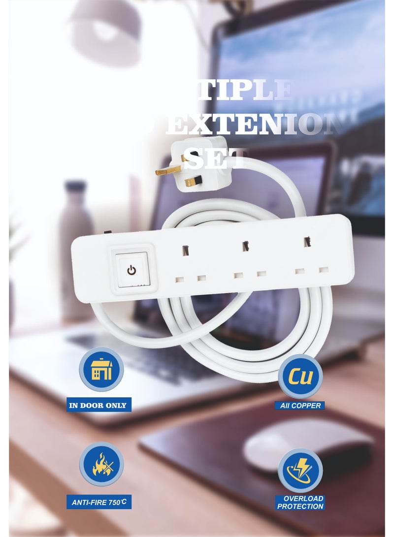 MOVAL Power Extension Cord 5m | 3 Socket Power Strip | Heavy Duty Extension Lead | Multi Plug Extension Cable for Home & Office - Image 4