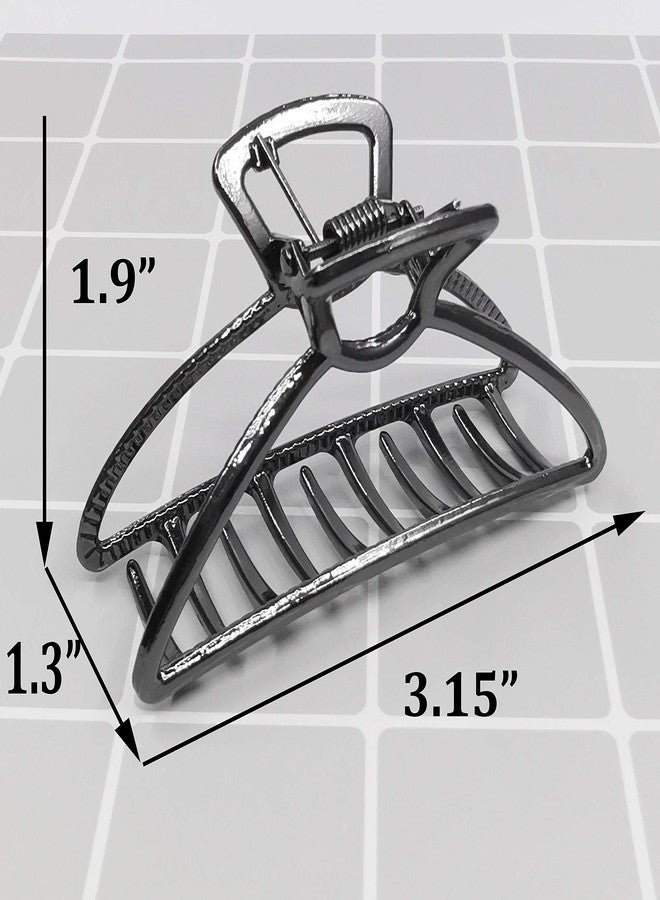 HH&LL Hair Clips, Metal Hair Claw Barrette Clamp Jaw for Women (2, Black+ Silver) - Image 2