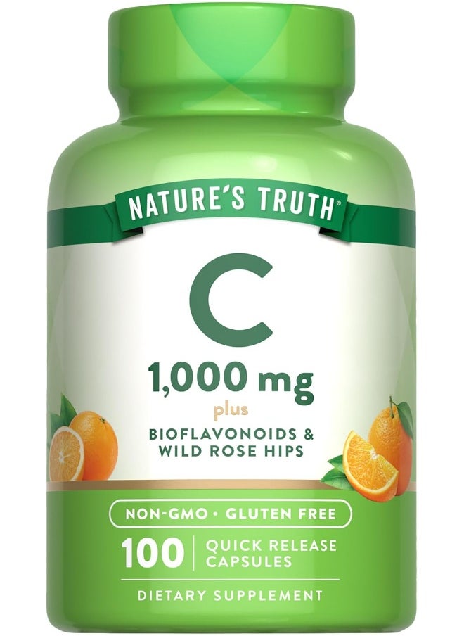 Nature's Truth Nature's Truth Vitamin C 1000mg | 100 Capsules | with Wild Rose HIPS & Bioflavonoids | Non-GMO & Gluten Free Supplement  - Image 1