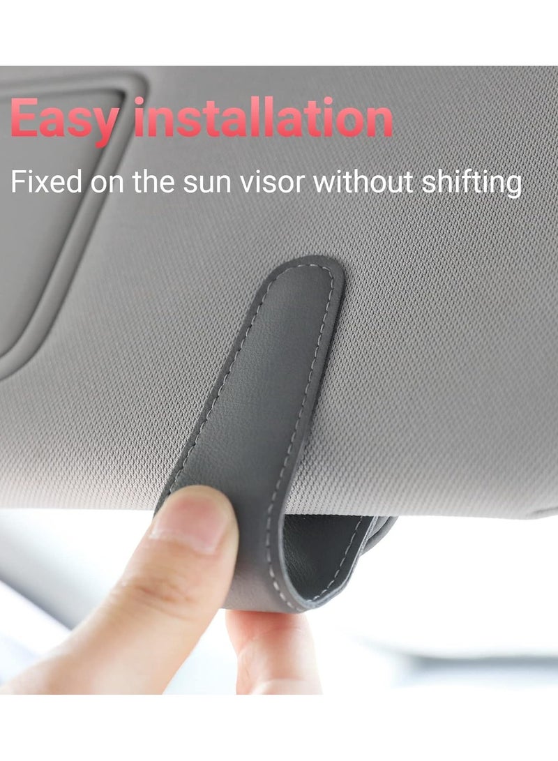 QIBANG 2pcs Sunglass Holder for Car Visor Sunglasses Clip Magnetic Leather Glasses Eyeglass Holder Truck Car Interior Accessories Universal for Woman Man -Grey - Image 4