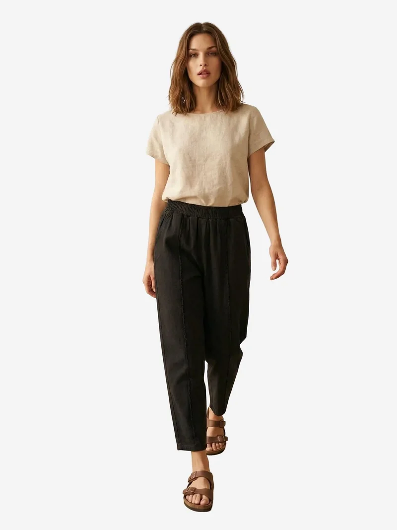 ماي فاشن MY FASHION Elastic Waist Straight Leg Pants
