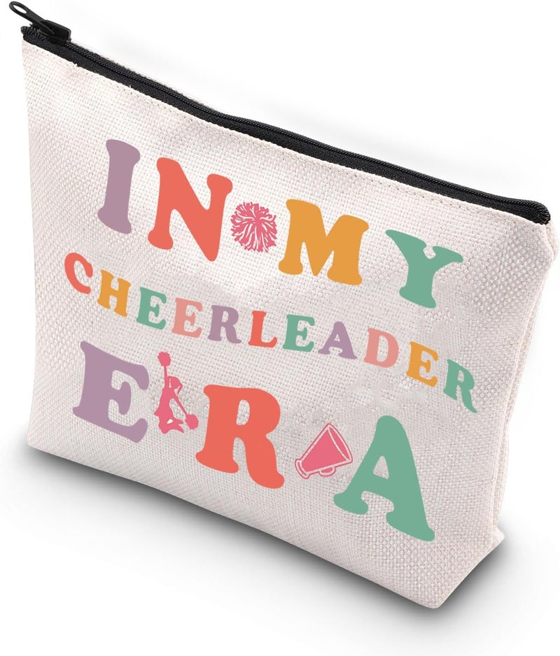 XYANFA Cheerleader Makeup Cosmetic Bag Cheerleading Gift Cheer Coach Cheerleader Team Gift Makeup Zipper Pouch Travel Bag (IN MY CHEERLEADER ERA)