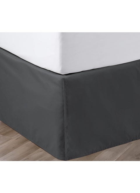 SGI bedding 18 Inch Drop Bed Skirt Twin Size with Platform to Stay in Place Elegant Pleated Design with Split Corners Wrinkle Resistant Fabric for Modern and Stylish Look - Dark Grey