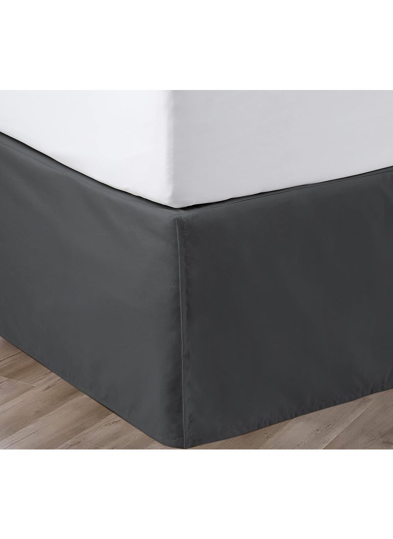 SGI bedding SGI bedding 18 Inch Drop Bed Skirt Twin Size with Platform to Stay in Place Elegant Pleated Design with Split Corners Wrinkle Resistant Fabric for Modern and Stylish Look - Dark Grey  - Image 1