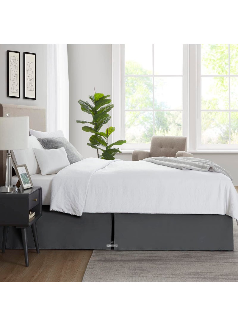 SGI bedding SGI bedding 18 Inch Drop Bed Skirt Twin Size with Platform to Stay in Place Elegant Pleated Design with Split Corners Wrinkle Resistant Fabric for Modern and Stylish Look - Dark Grey  - Image 4