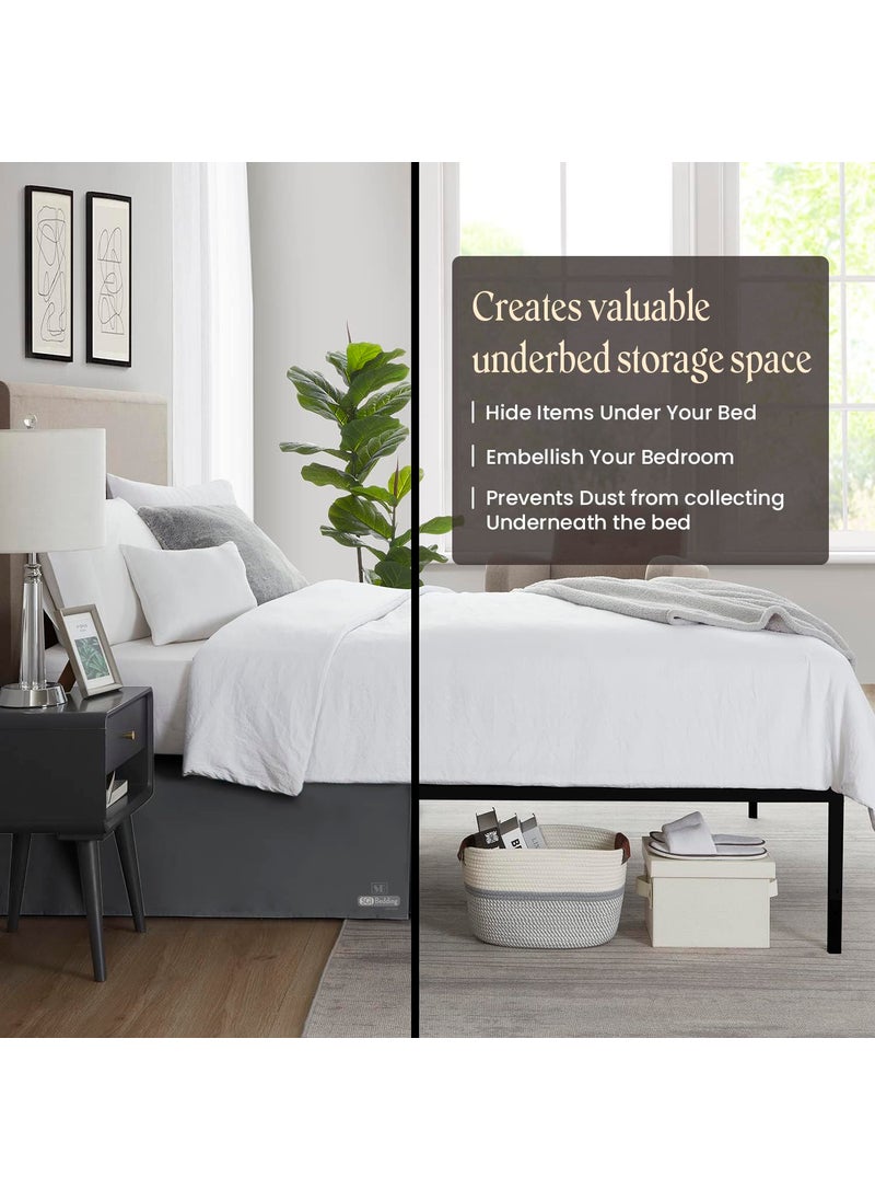 SGI bedding SGI bedding 18 Inch Drop Bed Skirt Twin Size with Platform to Stay in Place Elegant Pleated Design with Split Corners Wrinkle Resistant Fabric for Modern and Stylish Look - Dark Grey  - Image 3