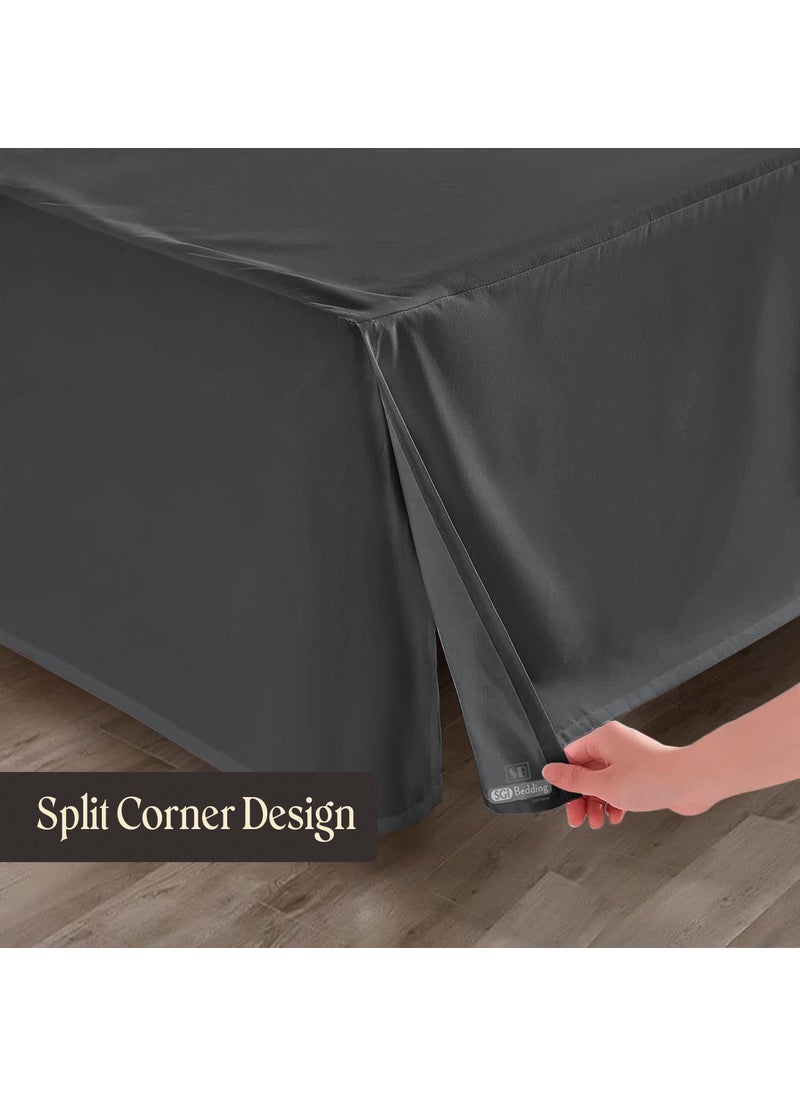 SGI bedding SGI bedding 18 Inch Drop Bed Skirt Twin Size with Platform to Stay in Place Elegant Pleated Design with Split Corners Wrinkle Resistant Fabric for Modern and Stylish Look - Dark Grey  - Image 5