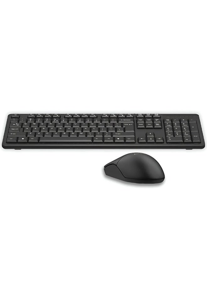 A4TECH A4Tech 3330NS Wireless Keyboard and Mouse Combo – English & Arabic Layout, 2.4GHz Connectivity, Silent Keys, Long Battery Life, Ergonomic Design – Black - Image 2