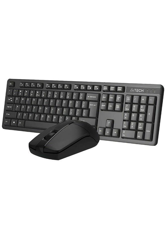 A4TECH A4Tech 3330NS Wireless Keyboard and Mouse Combo – English & Arabic Layout, 2.4GHz Connectivity, Silent Keys, Long Battery Life, Ergonomic Design – Black - Image 3