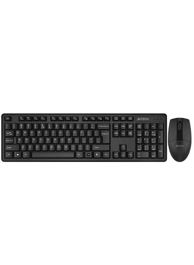 A4TECH A4Tech 3330NS Wireless Keyboard and Mouse Combo – English & Arabic Layout, 2.4GHz Connectivity, Silent Keys, Long Battery Life, Ergonomic Design – Black - Image 1
