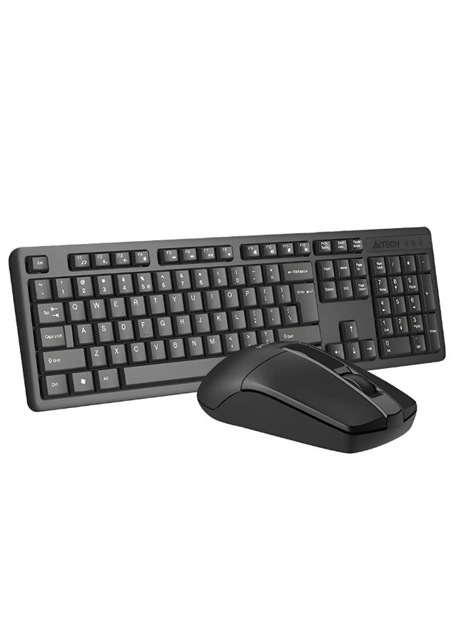 A4TECH A4Tech 3330NS Wireless Keyboard and Mouse Combo – English & Arabic Layout, 2.4GHz Connectivity, Silent Keys, Long Battery Life, Ergonomic Design – Black - Image 4