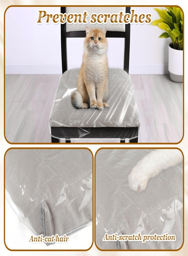 Grevosea 4 Pack Dining Chair Covers, Clear Seat Cover Plastic Covers PVC Seat Protector Waterproof Scratch Resistant Slipcovers with Adjustable Belt Strap Fits Most 21"- 23" Chair - Image 4