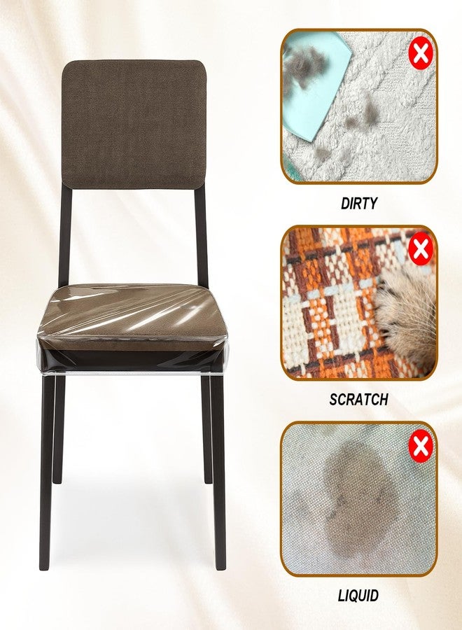 Grevosea 4 Pack Dining Chair Covers, Clear Seat Cover Plastic Covers PVC Seat Protector Waterproof Scratch Resistant Slipcovers with Adjustable Belt Strap Fits Most 21"- 23" Chair - Image 5