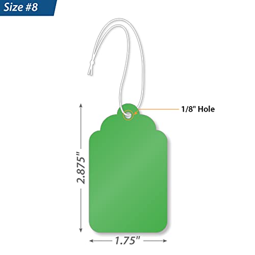SmartSign Green Marking Tags With Pre-Strung Loop Strings - Pack of 1000 Blank Price Tags, Size-8, 12pt Thick, 1.75" x 2.875" for Jewelry Merchandise - Image 3