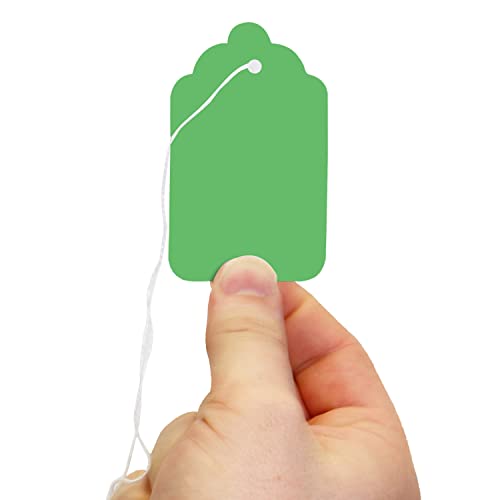 SmartSign Green Marking Tags With Pre-Strung Loop Strings - Pack of 1000 Blank Price Tags, Size-8, 12pt Thick, 1.75" x 2.875" for Jewelry Merchandise - Image 2