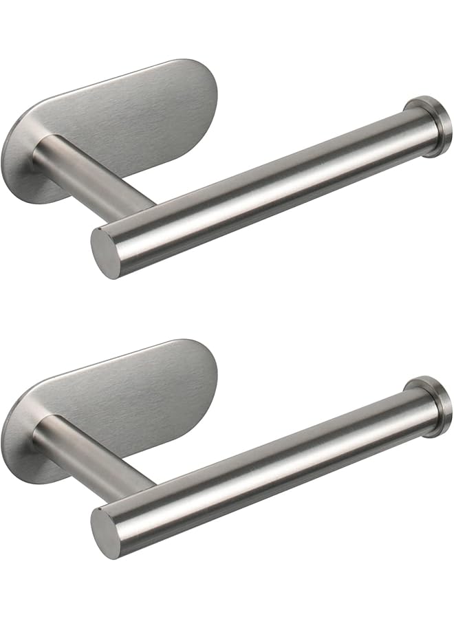 S-TOP Toilet Paper Holder Self Adhesive, Premium Thicken SUS304 Stainless Steel Rustproof Adhesive Toilet Roll Holder no Drilling for Bathroom, Kitchen, Washroom (2 Pack, Brushed Nickel) - Image 1