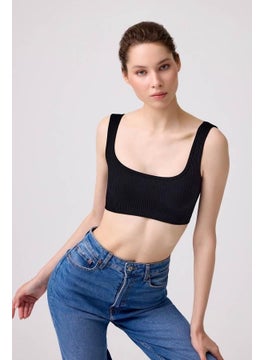 COTTONHILL Premium - Women's Black Seamless Square Neck Crop Top Bustier  - Image 3