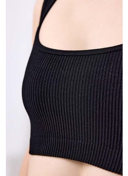 COTTONHILL Premium - Women's Black Seamless Square Neck Crop Top Bustier  - Image 2