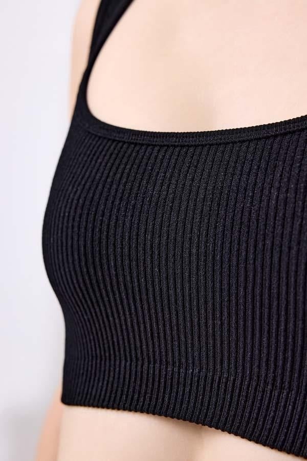 COTTONHILL Premium - Women's Black Seamless Square Neck Crop Top Bustier  - Image 2