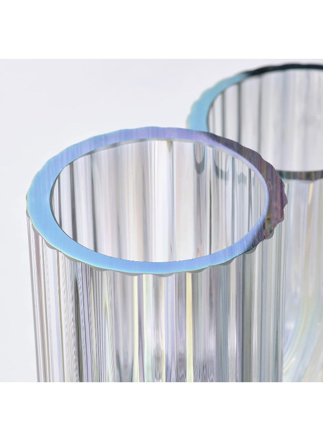 Decorative Glass Vase, Mother-of-Pearl Colour, 12 cm Shimmering Rainbow-Inspired Vase with Flowing Sculptural Design, Modern Flower Vase & Glass Decor Accent for Home, Table and Shelf - Image 5
