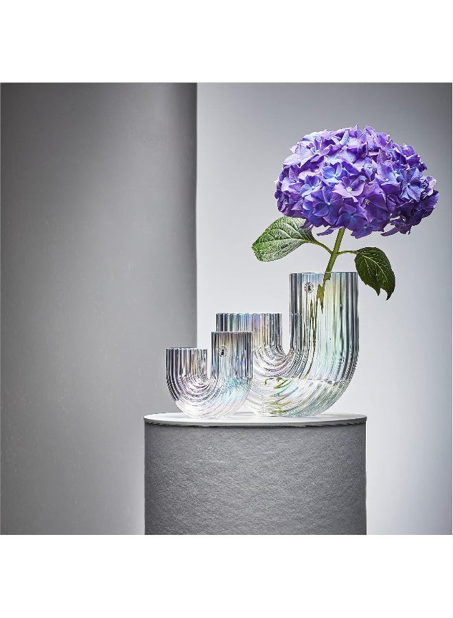 Decorative Glass Vase, Mother-of-Pearl Colour, 12 cm Shimmering Rainbow-Inspired Vase with Flowing Sculptural Design, Modern Flower Vase & Glass Decor Accent for Home, Table and Shelf - Image 3