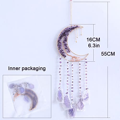 Dreamsum Crystal Dream Catcher with Moon Suncatcher, Boho Bedroom Decor for Women Girls, Handmade Hanging Wall Decor Gift Decor for Bedroom Living Room Garden - Image 3