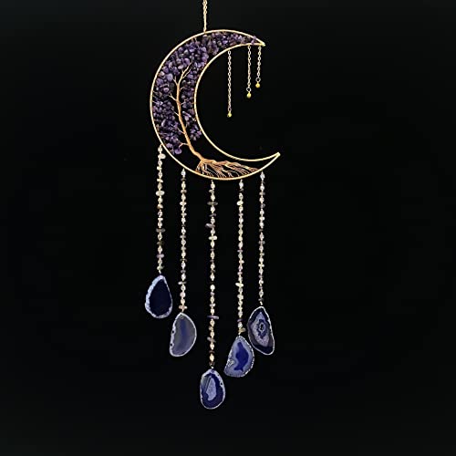 Dreamsum Crystal Dream Catcher with Moon Suncatcher, Boho Bedroom Decor for Women Girls, Handmade Hanging Wall Decor Gift Decor for Bedroom Living Room Garden - Image 4