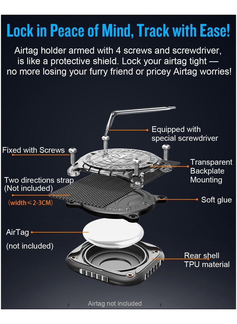 SYOSI 2PCS Airtag Dog Collar Holder, Dog Airtag Holder, Waterproof Airtag Holder for Airtag Dog Collar, Ultra-Durable, Lightweight, Compact Size, Fits 1" & 1 1/4" Width Collar, Waterproof Protective - Image 2