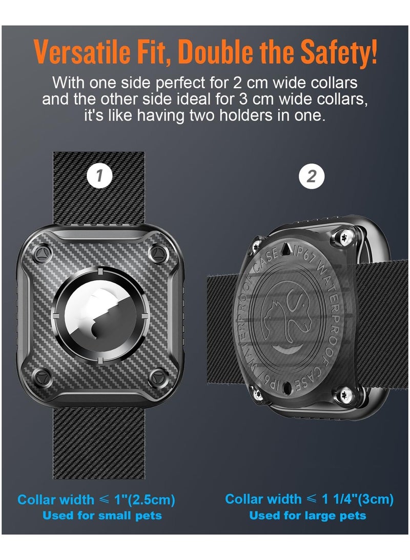 SYOSI 2PCS Airtag Dog Collar Holder, Dog Airtag Holder, Waterproof Airtag Holder for Airtag Dog Collar, Ultra-Durable, Lightweight, Compact Size, Fits 1" & 1 1/4" Width Collar, Waterproof Protective - Image 3