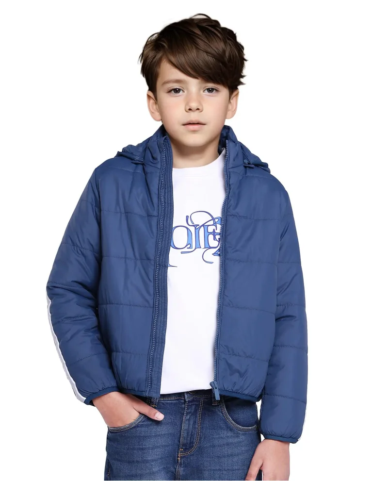 رير ونز Rare Ones Kids Bolin Blue Polyester Full Sleeve Solid Jacket