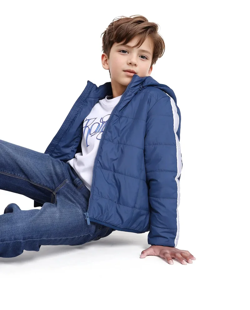 رير ونز Rare Ones Kids Bolin Blue Polyester Full Sleeve Solid Jacket