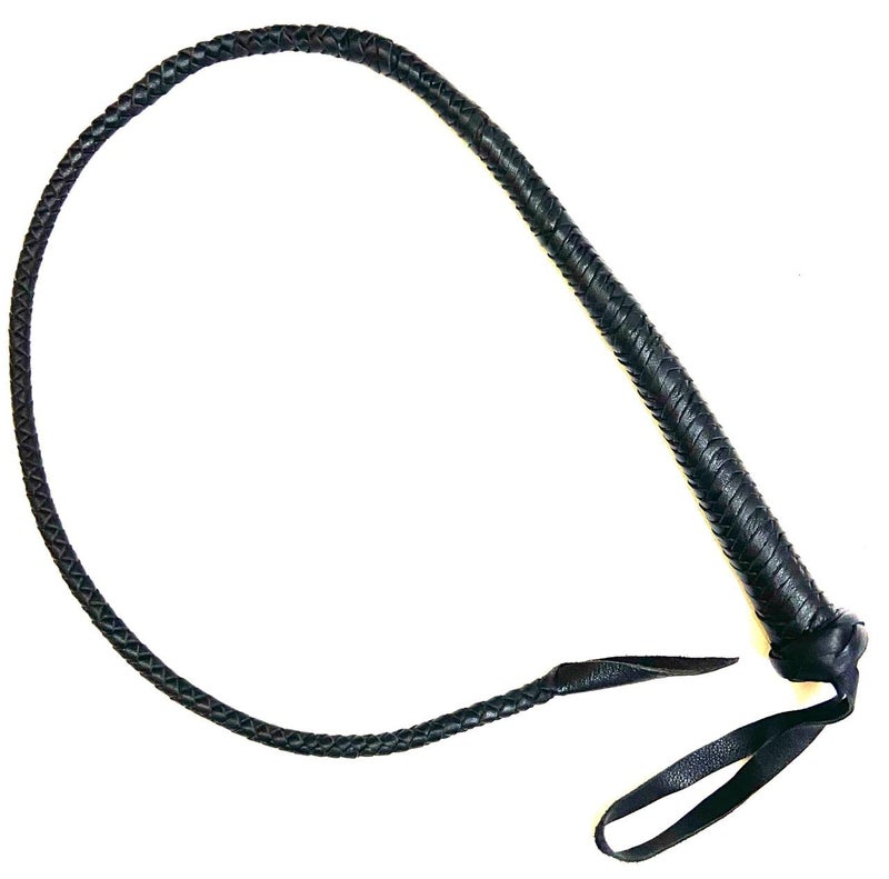 PETS TRIANGLE 3FT Leather Bull Whip Leather Handle Black Color - Image 2
