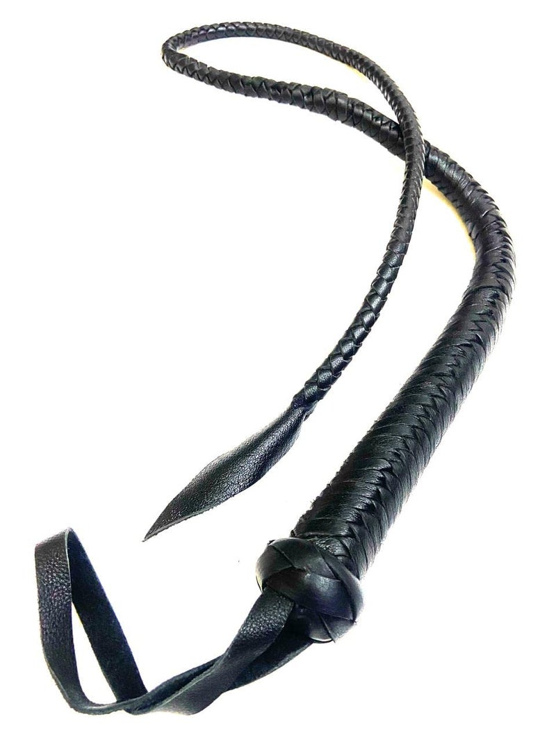 PETS TRIANGLE 3FT Leather Bull Whip Leather Handle Black Color - Image 5