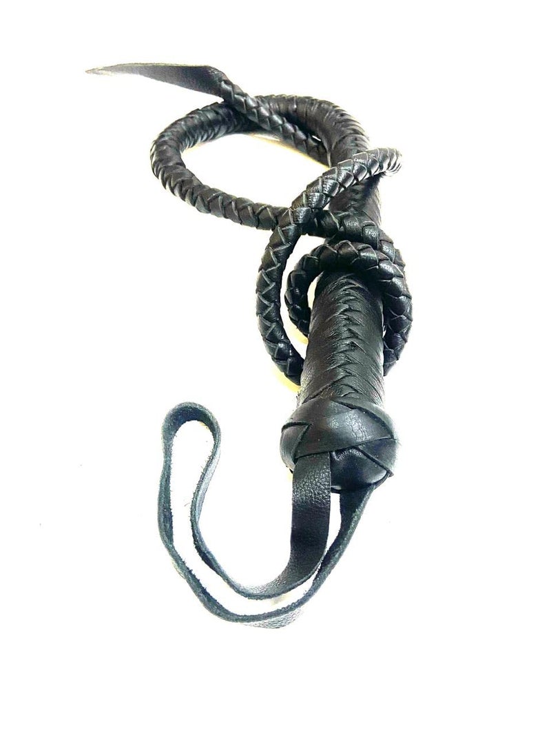 PETS TRIANGLE 3FT Leather Bull Whip Leather Handle Black Color - Image 3
