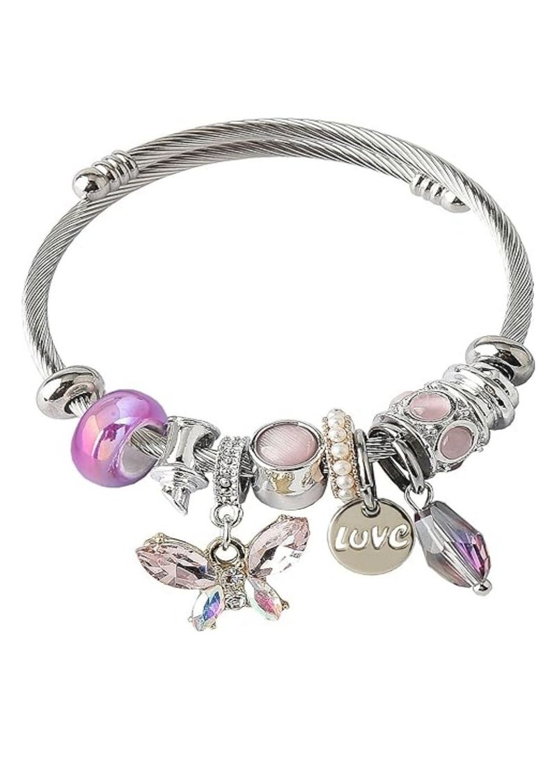 KASTWAVE Charm Bracelets for girls,exquisite cute cartoon friendship bracelets Stainless Steel Bangle, Adjustable girls jewelry Suitable for holiday gifts - Image 1