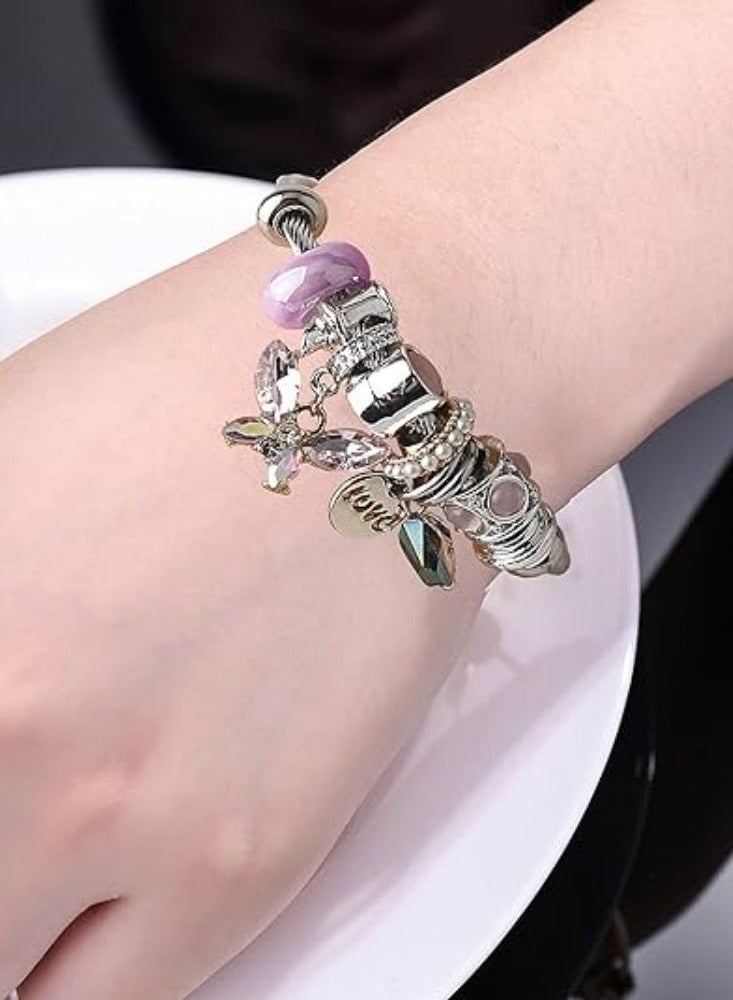 KASTWAVE Charm Bracelets for girls,exquisite cute cartoon friendship bracelets Stainless Steel Bangle, Adjustable girls jewelry Suitable for holiday gifts - Image 4