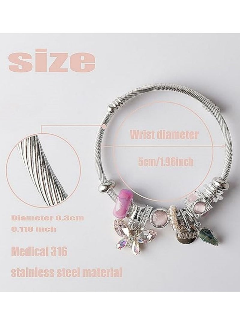 KASTWAVE Charm Bracelets for girls,exquisite cute cartoon friendship bracelets Stainless Steel Bangle, Adjustable girls jewelry Suitable for holiday gifts - Image 3
