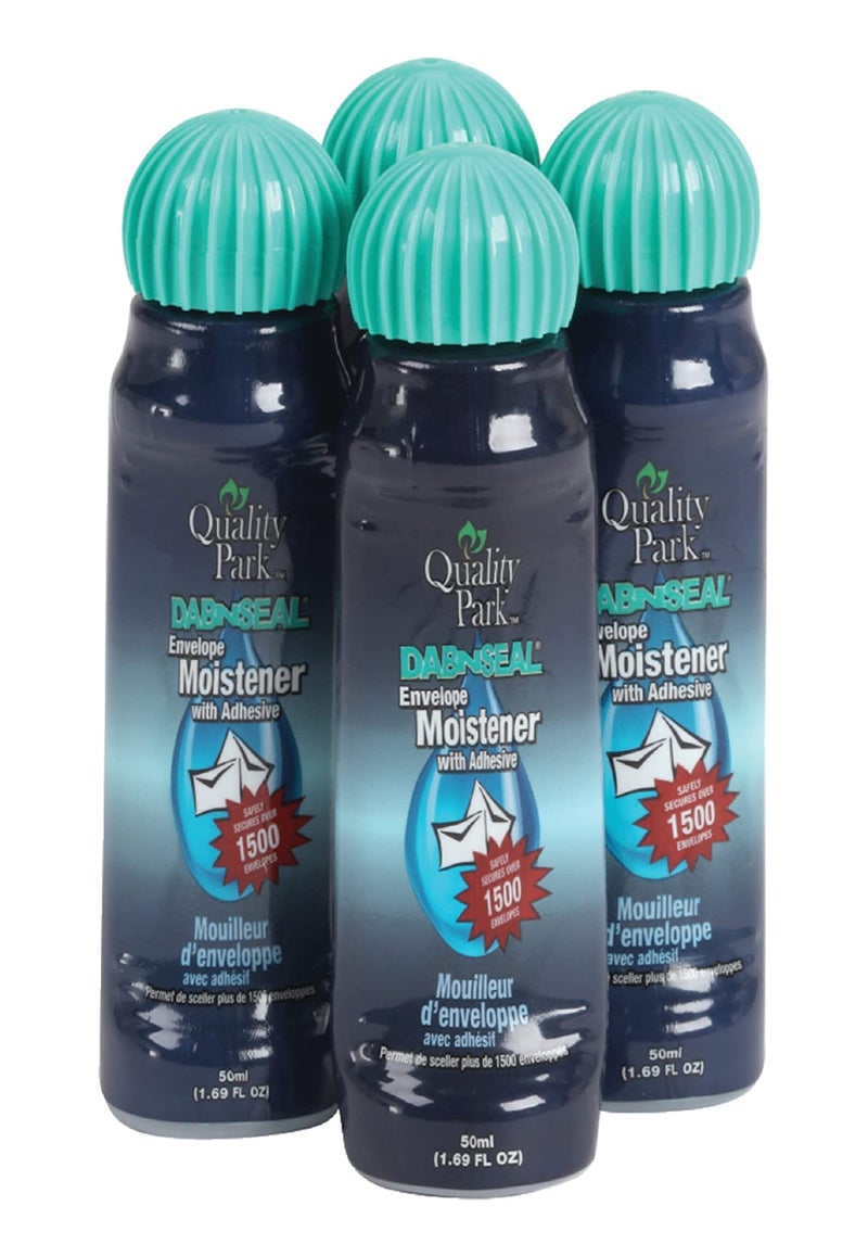 Quality Park Dab-N-Seal Envelope Moistener with Adhesive, 50ML Bottle, 4 Pack (46071) - Image 1