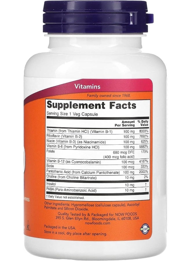 ناو Now Foods Vitamin B-100 Capsules, 100-Count - Image 2