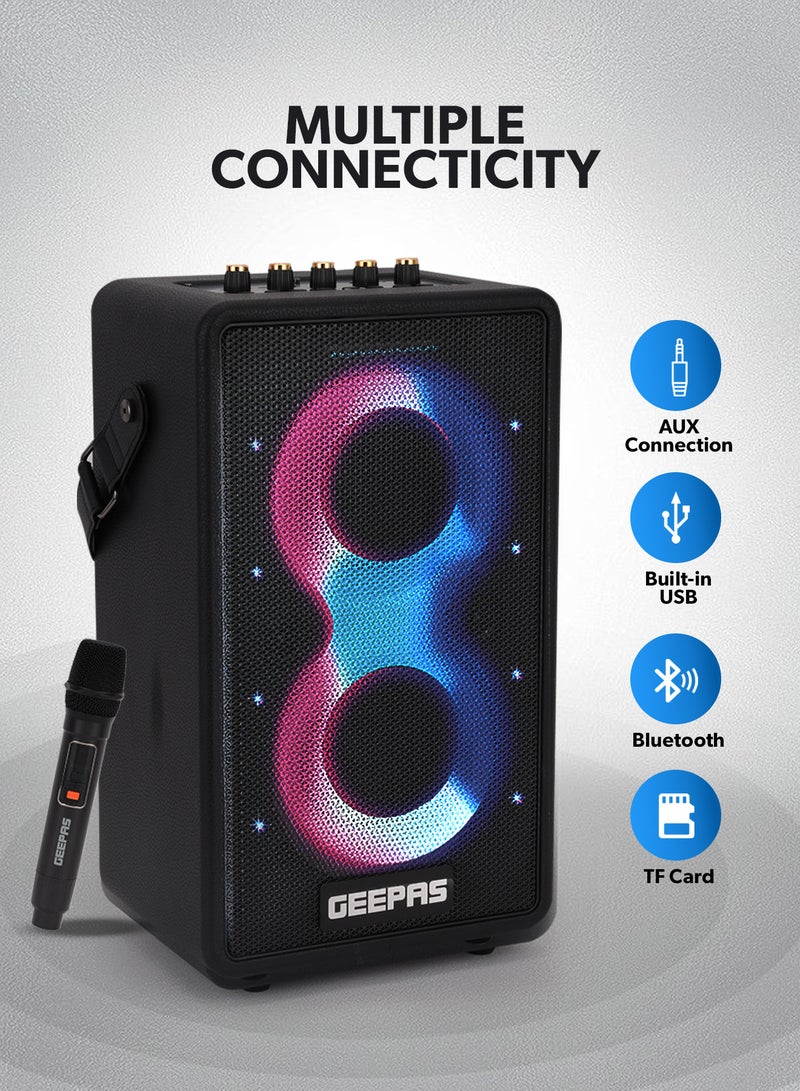 GEEPAS RGB Bluetooth Speaker: Big Sound, Long Playtime, Wireless Mic - Black - Image 5