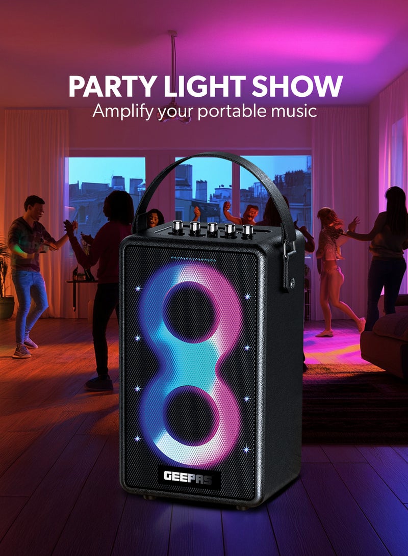GEEPAS RGB Bluetooth Speaker: Big Sound, Long Playtime, Wireless Mic - Black - Image 4