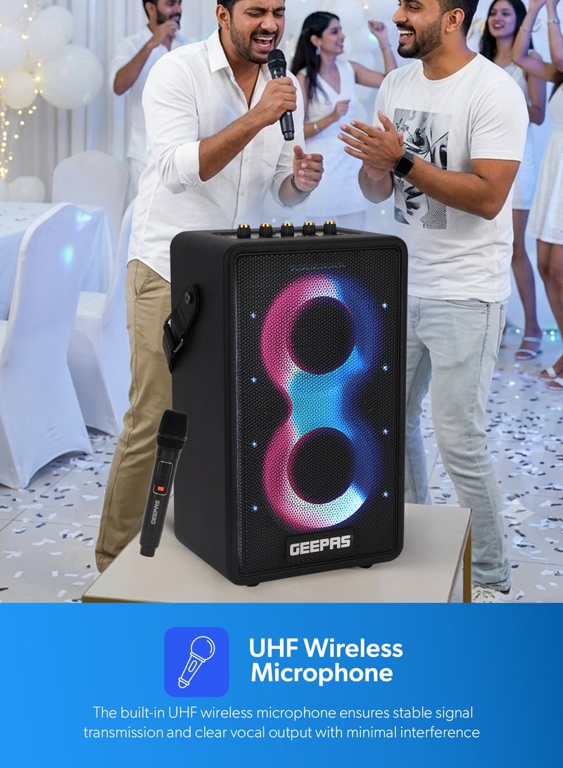 GEEPAS RGB Bluetooth Speaker: Big Sound, Long Playtime, Wireless Mic - Black - Image 3