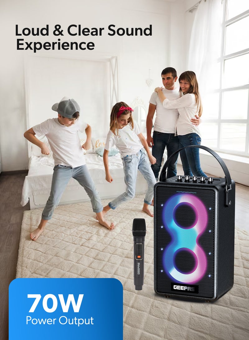 GEEPAS RGB Bluetooth Speaker: Big Sound, Long Playtime, Wireless Mic - Black - Image 1