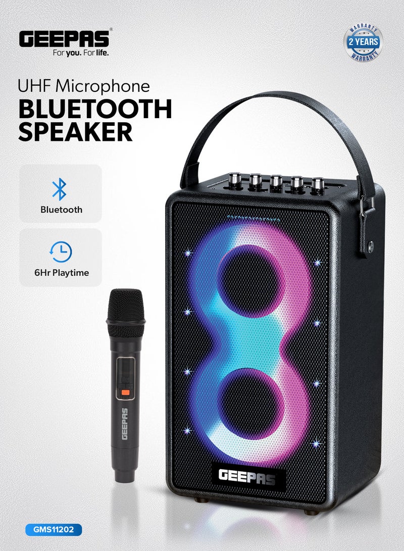 GEEPAS RGB Bluetooth Speaker: Big Sound, Long Playtime, Wireless Mic - Black - Image 2