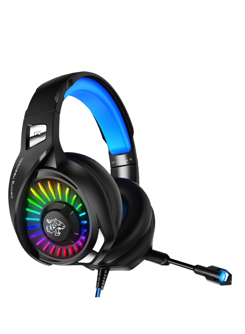 Datazone Wired Gaming Headset in Blue Color with RGB Lighting, Noise Cancelling, and High-Precision Surround Sound – Compatible with PS5, PS4, PC, XBOX – High Quality and Designed for Gaming Enthusiasts - Image 2