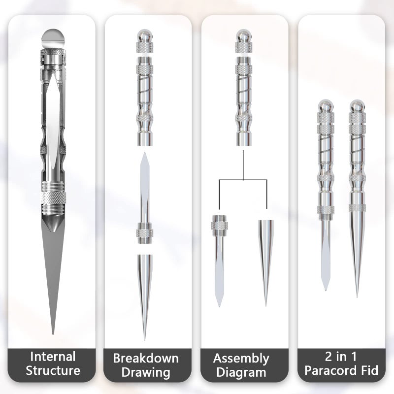 WILDAIR Paracord Marlin Spike-Pro Knotter Tools Lacing Needles Paracord Tools DIY Weaving Lacing Stitching Needles and Smoothing Tool for Paracord Leather Ropes Cords Projects(Silver) - Image 3