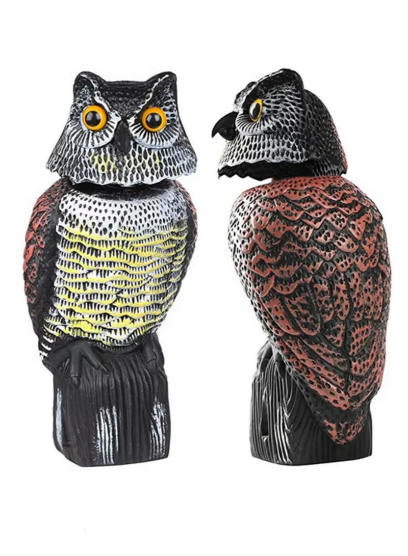 2 Pack Realistic Horned Owl Scarecrow Decoy for Outdoor Garden Yard Pest Bird Squirrel Raccoon Deterrent Natural Enemy Repellent to Protect Crops and Garden Ornament  - Image 1