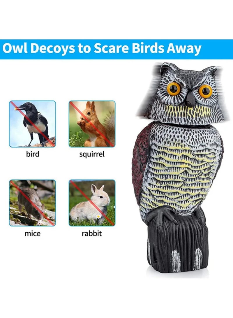 2 Pack Realistic Horned Owl Scarecrow Decoy for Outdoor Garden Yard Pest Bird Squirrel Raccoon Deterrent Natural Enemy Repellent to Protect Crops and Garden Ornament  - Image 5